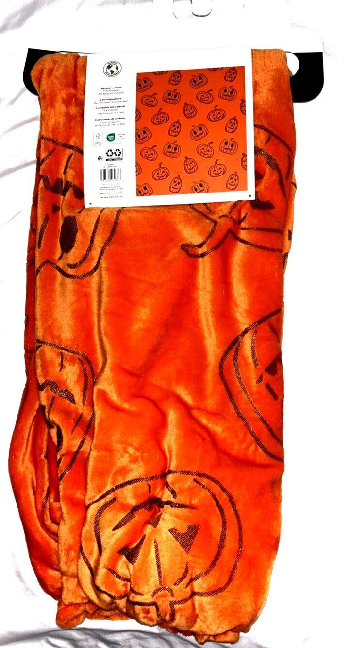 Way To Celebrate 50"x60" Orange Pumpkin Plush Throw Halloween Blanket NEW